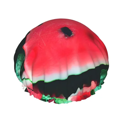 Vista 24 de Gorro de ducha reutilizable con estampado de cerdo rosa para mujer, doble capa impermeable, gorro de baño de secado rápido
