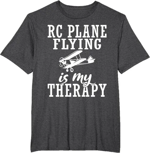 Vista 52 de RC Plane Flying is My Therapy RC Plane T-Shirt Asphalt Grey