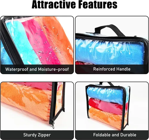 Vista 3 de 10 cubos grandes de embalaje de viaje transparente, bolsas de almacenamiento de vinilo transparente con cremallera, bolsa de plástico