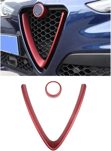 Vista 3 de YIWANG Marco de decoración de parrilla delantera cromada ABS estilo fibra de carbono, 2 piezas para Alfa Romeo Stelvio 2017 2018 2019 2020