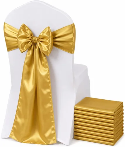 Vista 10 de Bandas de satén para silla, elegantes de alta calidad, 6 x 108 pulgadas, perfectas para bodas, fiestas y eventos