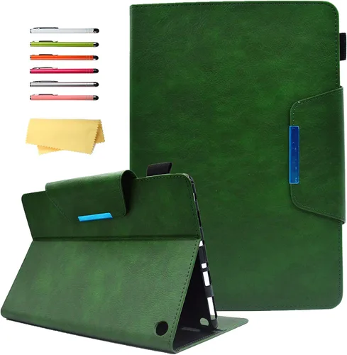 Vista 20 de Funda para tableta Amazon Kindle Fire HD 8 (8ª/7ª/6ª generación, 2018/2017/2016), con portalápices, bolsillo para tarjetas, imán de piel sintética