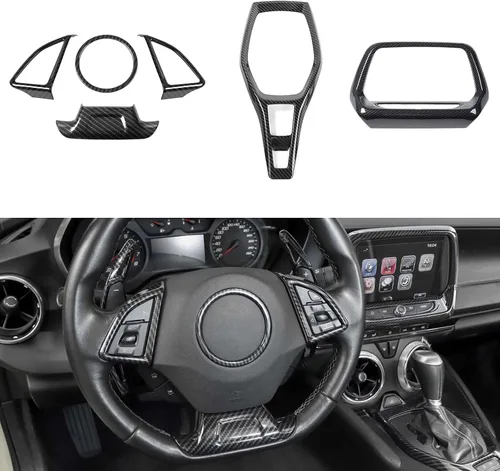 Vista 10 de RAZPOY Kit de molduras interiores para Camaro, 6 piezas de panel de cambio de marchas, pantalla de navegación, cubierta de radio compatible