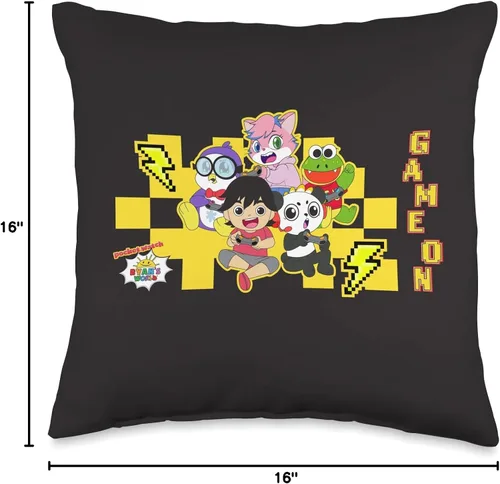 Vista 4 de Ryan's World Game On Characters - Almohada de 16 x 16 pulgadas, multicolor