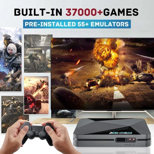 Vista 3 de Kinhank Retro Game Console Super Console X2 Pro Built-in 37000+ Games, Video Game Console Android 9.0/Emuelec 4.6, S905X2 Chip, 4K UHD