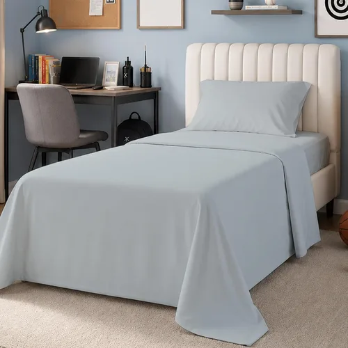Vista 20 de SUPREME ELEGANCE Juego de sábanas de cama individual 100% algodón - Blanco ártico, ropa de cama de percal de 3 piezas, sábanas transpirables frescas