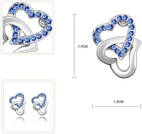Vista 3 de MERSDW Joyería de las Mujeres Regalos Moda República Checa Rhinestone Doble Corazón Joyería Set 4pcs Collar Pulsera Anillo Pendientes