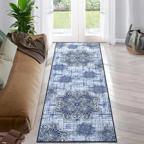 Vista 6 de FairOnly Alfombra de pasillo bohemia de 2 x 6 pulgadas, lavable, vintage, envejecida, antideslizante, no desprende pelusa, alfombra plegable suave