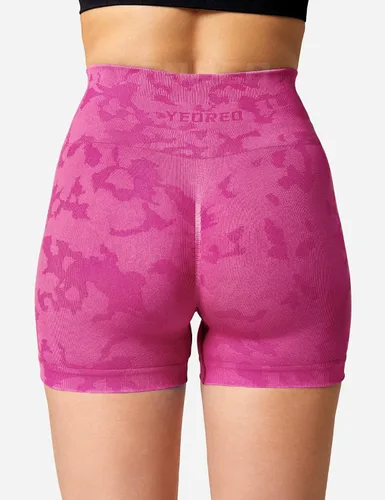 Vista 5 de YEOREO Kali - Pantalones cortos de entrenamiento para mujer, de 3.6 pulgadas, sin costuras, de cintura alta, pantalones cortos de gimnasio