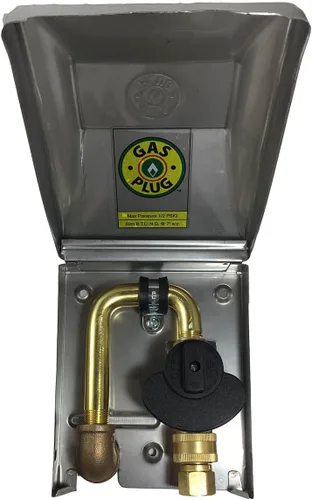Vista 4 de Burnaby Manufacturing Ltd Enchufe de gas de acero inoxidable™, entrada inferior NPT de 1/2", salida de desconexión rápida de 3/8