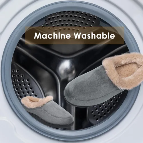 Vista 4 de DREAM PAIRS Pantuflas lavables de piel sintética para hombre, forro cálido y cómodo y suela antideslizante, zapatos de invierno para dormitorio