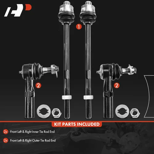 Vista 3 de A-Premium 4 kits de extremos de barra de acoplamiento frontal exterior e interior, compatibles con Chevrolet y GMC y Hummer - 2001-2019 - Silverado
