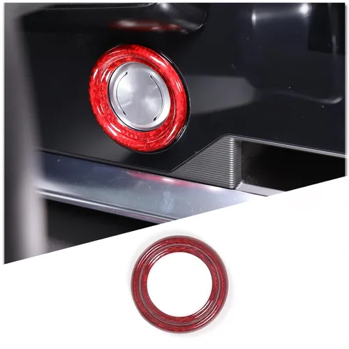 Vista 5 de Anillo de arranque de encendido de fibra de carbono real compatible con Chevrolet Corvette C8 Stingray 2020-2025, anillo de botón de arranque