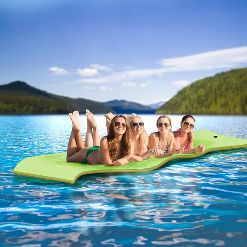 Vista 8 de WARMOUNTS Lily Pad - Tapete flotante de 7/8/9/13/15.5 pies, tapete flotante de 3 capas resistente al desgarro de espuma XPE con correas elásticas