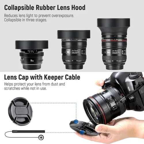Vista 7 de NEEWER Paquete de filtro ND de 40,5 mm y accesorios para lentes, kit de filtros ND2 ND4 ND8 UV FLD CPL con tapa de lente