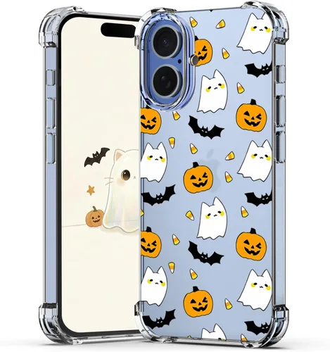 Vista 20 de Funda transparente para iPhone 17 Pro Max, diseño de calabaza negra Funda protectora suave para iPhone 17 Pro Max Halloween Pumpkin
