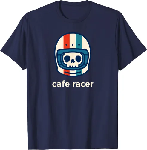 Vista 59 de Cafe Racer Moda Simple Casco Diseño Motocicleta Camiseta Negro