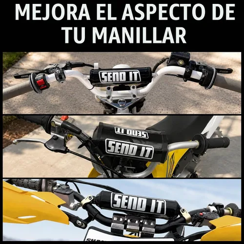 Vista 6 de SEND IT Almohadilla de Manillar con FREE GRIP DONUTS - Ajuste Universal para Motos de Cross y ATVs Barra Transversal (NEGRO, Redondo)