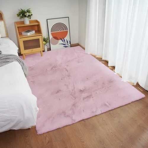 Vista 28 de Ghouse Alfombra ultrasuave de pelo sintético de conejo 2x3, alfombras lavables a máquina para dormitorio, alfombras esponjosas para sala de estar