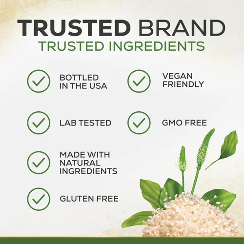 Vista 7 de Polvo de cáscara de psyllium de 2000 mg por porción, suplemento de fibra de psyllium extra fuerte, píldoras de fibra soluble natural, apoya