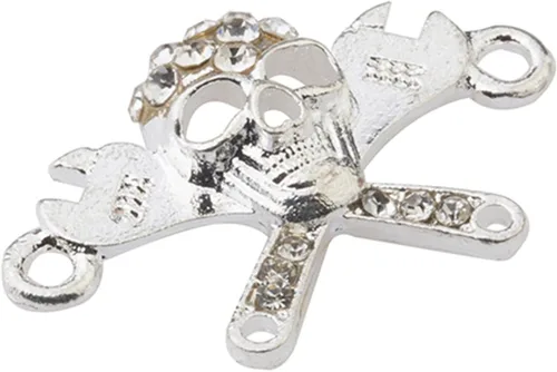 Vista 10 de RUBYCA 5pcs Metal Cruz Llave Lateral Conector Cuentas Cristal DIY Joyería Pulsera Tono Plata