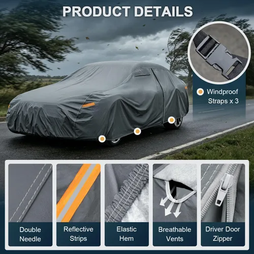 Vista 3 de GUNHYI Funda de coche de 16 capas para automóvil deportivo Coupe pequeño impermeable para todo tipo de clima, ajuste universal Mazda Miata/MX-5, BMW