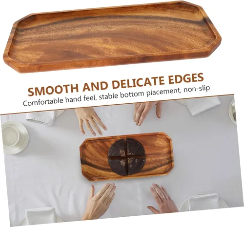 Vista 8 de Holibanna 3pcs Walnut octagonal plate jewelry storage plate jewelry dish tray jewelry tray cheese tray dresser tray dresser desk combo Jewelry