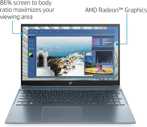 Vista 2 de HP 2022 - Laptop Pavilion IPS FHD 1080P de 15.6 pulgadas, AMD Ryzen 7-5700U de 8 núcleos (hasta 4.3 GHz, Beat i7-1180G7), 64 GB de RAM, SSD NVMe