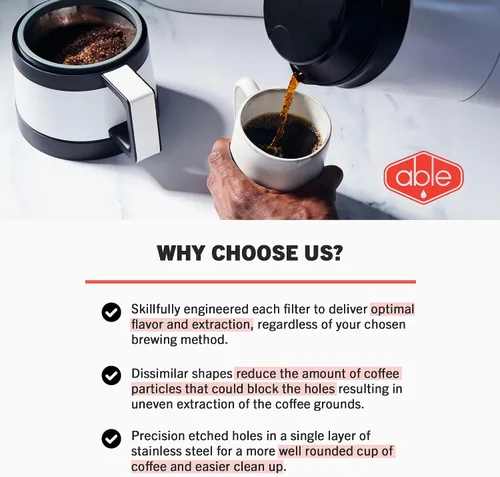 Vista 7 de Able - DISK - Filtros de café reutilizables XL, compatibles con filtros de café AeroPress XL, ideal para el hogar y cafeterías, 152 micras