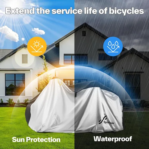 Vista 8 de Sportneer Cubierta para bicicleta: Fundas impermeables para bicicletas al aire libre con orificio de bloqueo y bolsa de almacenamiento, cubiertas
