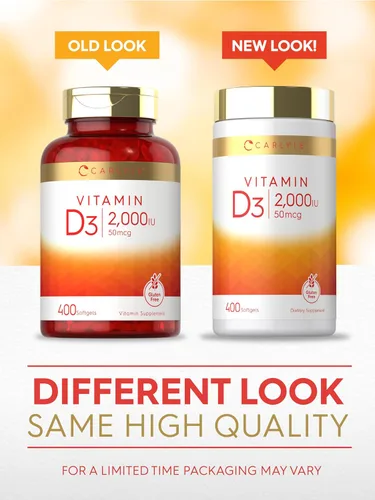 Vista 8 de Carlyle Vitamina D3 2000IU cápsulas blandas 400 unidades Fórmula sin OMG, sin gluten 50 mcg Suplemento de vitamina D