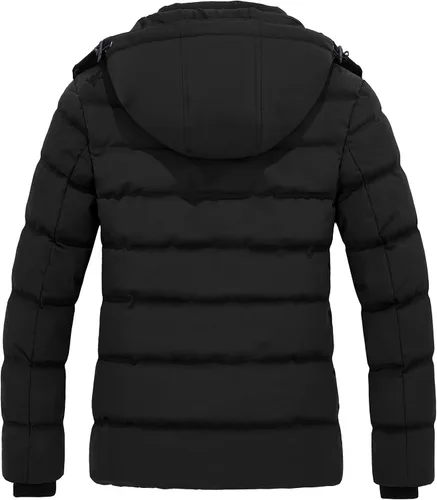 Vista 2 de Wantdo Abrigo de invierno cálido con capucha para mujer, chaqueta acolchada gruesa con capucha extraíble