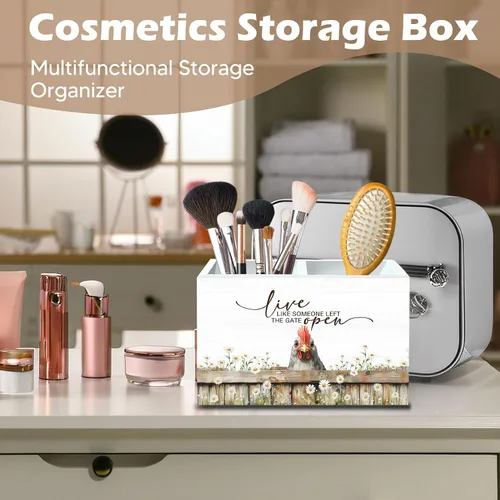 Vista 5 de DILSJ Organizador inspirador de 2 compartimentos para lápices, organizador para escritorio, amantes de los pollos regalos para mujeres, Live Like