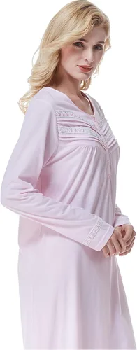 Vista 9 de Keyocean. - Camisón largo para mujer, de algodón, suave, ligero, ropa de dormir y de descanso para el verano.
