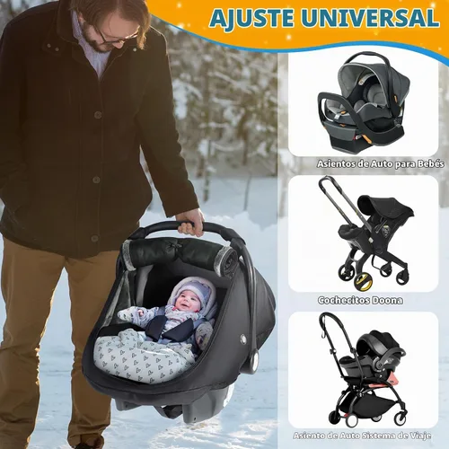 Vista 6 de IvyWind Funda de asiento de automóvil de invierno para bebé, funda universal para asiento de automóvil para bebés con ventana de malla transpirable