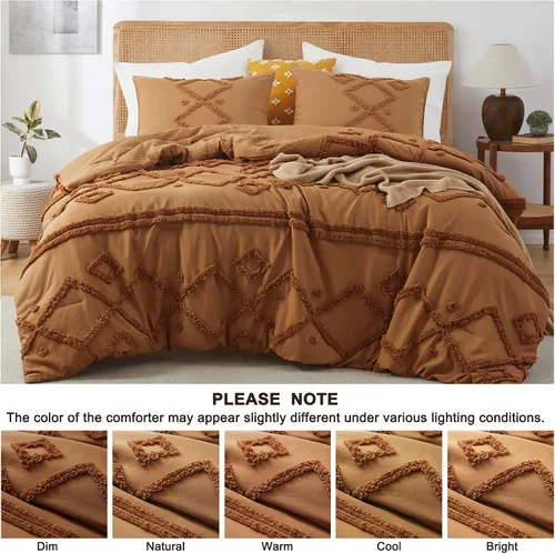 Vista 30 de Oli Anderson Juego de Edredón Beige Queen Acolchado Juego de Ropa de Cama Queen 3 Piezas, Edredón Boho Shabby Chic con 2 Fundas de Almohada