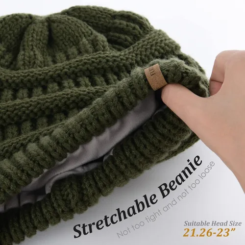 Vista 70 de FURTALK Gorros de invierno para mujer, con forro polar, gorro de punto holgado y cálido, gorro de esquí