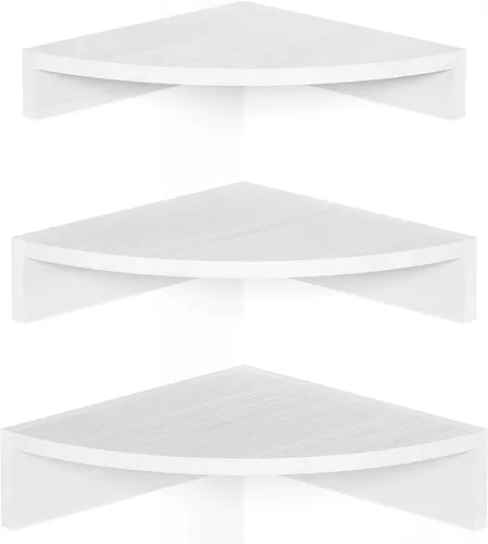 Vista 9 de Alsonerbay Estante esquinero negro para montaje en pared, juego de 3 estantes flotantes para almacenamiento y exhibición de pared, estantes