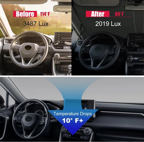 Vista 4 de Parasol para parabrisas de Toyota Rav4, accesorios 2019-2025, plegable con ajuste personalizado para ventana delantera, protector de visera de sol