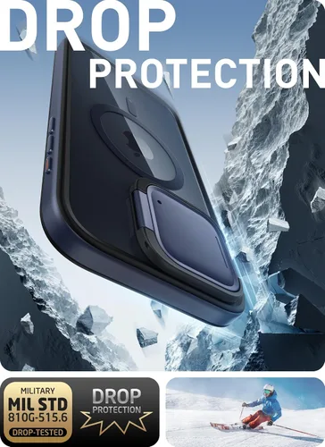 Vista 6 de i-Blason Funda magnética para iPhone 15 Pro Max con soporte para cámara [compatible con MagSafe] [Protección de grado militar] Funda transparente