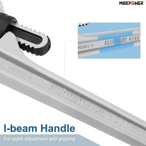Vista 5 de MAXPOWER Llave de tubo de 14 pulgadas, capacidad de mandíbula de 2 pulgadas
