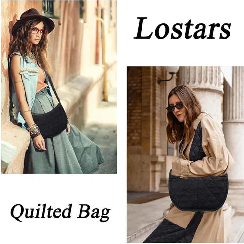 Vista 6 de Lostars Bolsa acolchada para mujer, bolsas acolchadas cruzadas, bolsas acolchadas para mujer, bolsa acolchada de algodón de plumón