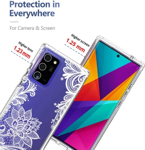 Vista 2 de Funda para Galaxy Note 20 Ultra 5G SM-N986U con protector de pantalla de vidrio templado, funda protectora de cuerpo completo con patrón de mandala