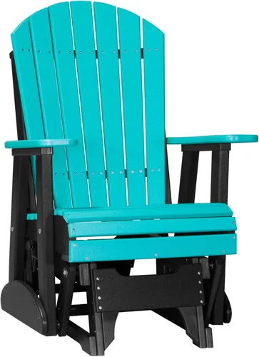 Vista 13 de LuxCraft Silla mecedora Adirondack de 2 pies, mecedora para patio al aire libre, balancín deslizante para exteriores (caoba antigua)
