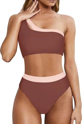 Vista 30 de MOOSLOVER Traje de baño de dos piezas con corte alto y cintura alta para mujer