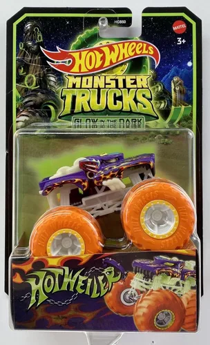 Vista 2 de Hot Wheels Monster Trucks brillan en la oscuridad Camiones a escala 1:64 (Bigfoot)