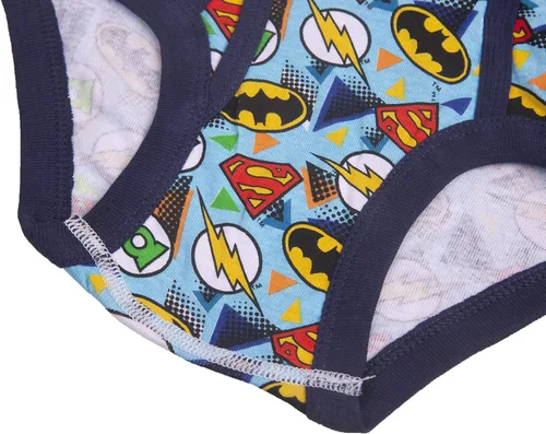 Vista 6 de DC Comics Boys' 100% Cotton Briefs with Prints Including Superman, Batman, The Flash Logos, Sizes 23t, 4t, 4, 6, 8