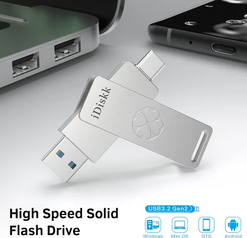 Vista 6 de iDiskk Unidad flash SSD de estado sólido de alta velocidad de 1 TB para iPhone 15/15 Plus/15 Pro/15 Pro Max, USB C iPad, MacBook, portátiles