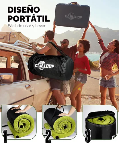 Vista 6 de GAIALOOP Colchón de Espuma Viscoelástica de 3 Pulgadas para Acampar, Almohadilla de Dormir de Doble Capa Gruesa para Coche, Tienda, Cama