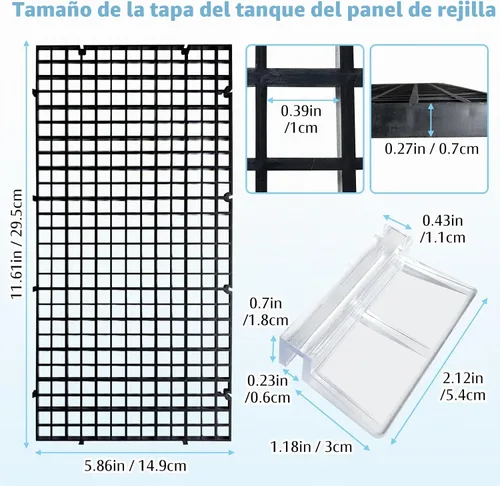 Vista 3 de Hamiledyi Divisor de plástico para acuario con clips, panel de rejilla, tapa de acuario, capó, divisor de tanque de peces, filtro inferior